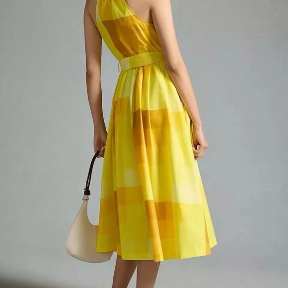 NWT Anthropologie Plenty by Tracy Reese halter gold/ yellow  dress size L - Picture 13 of 14